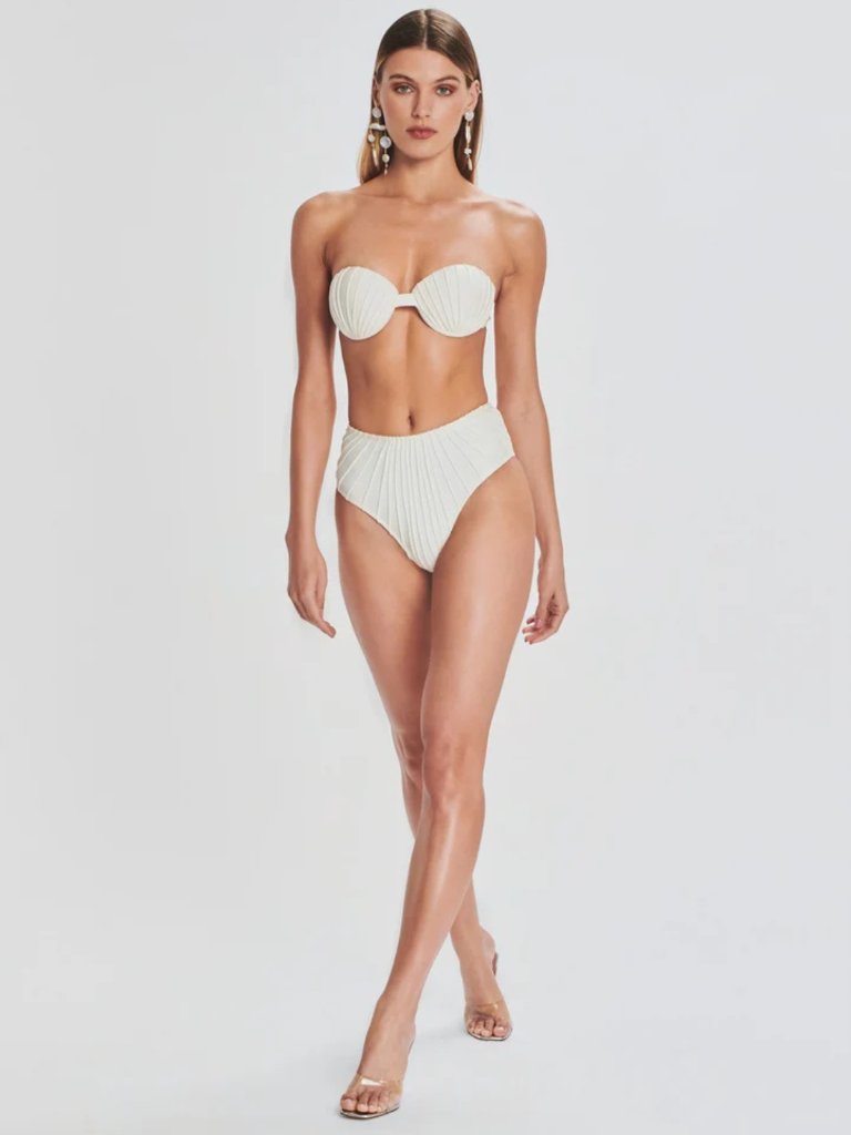Shani Shemer Women's Alice Bikini Ivory High Waist Bandeau Padded Size S